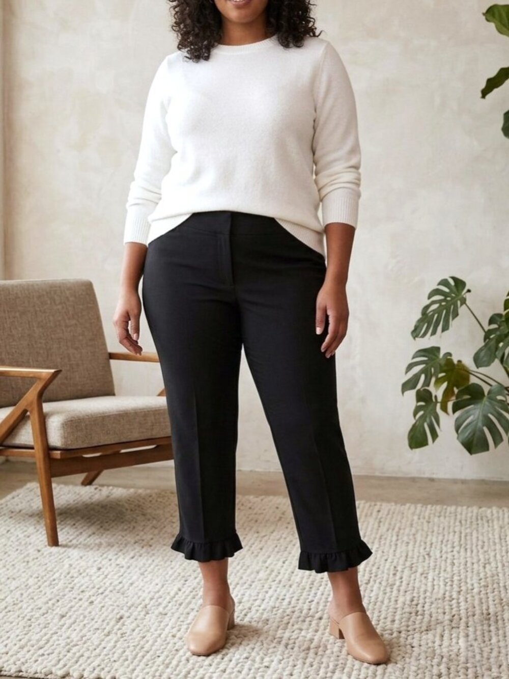 LANE BRYANT "The Allie" Ruffle Hem Cropped Pants. Plus Size 22